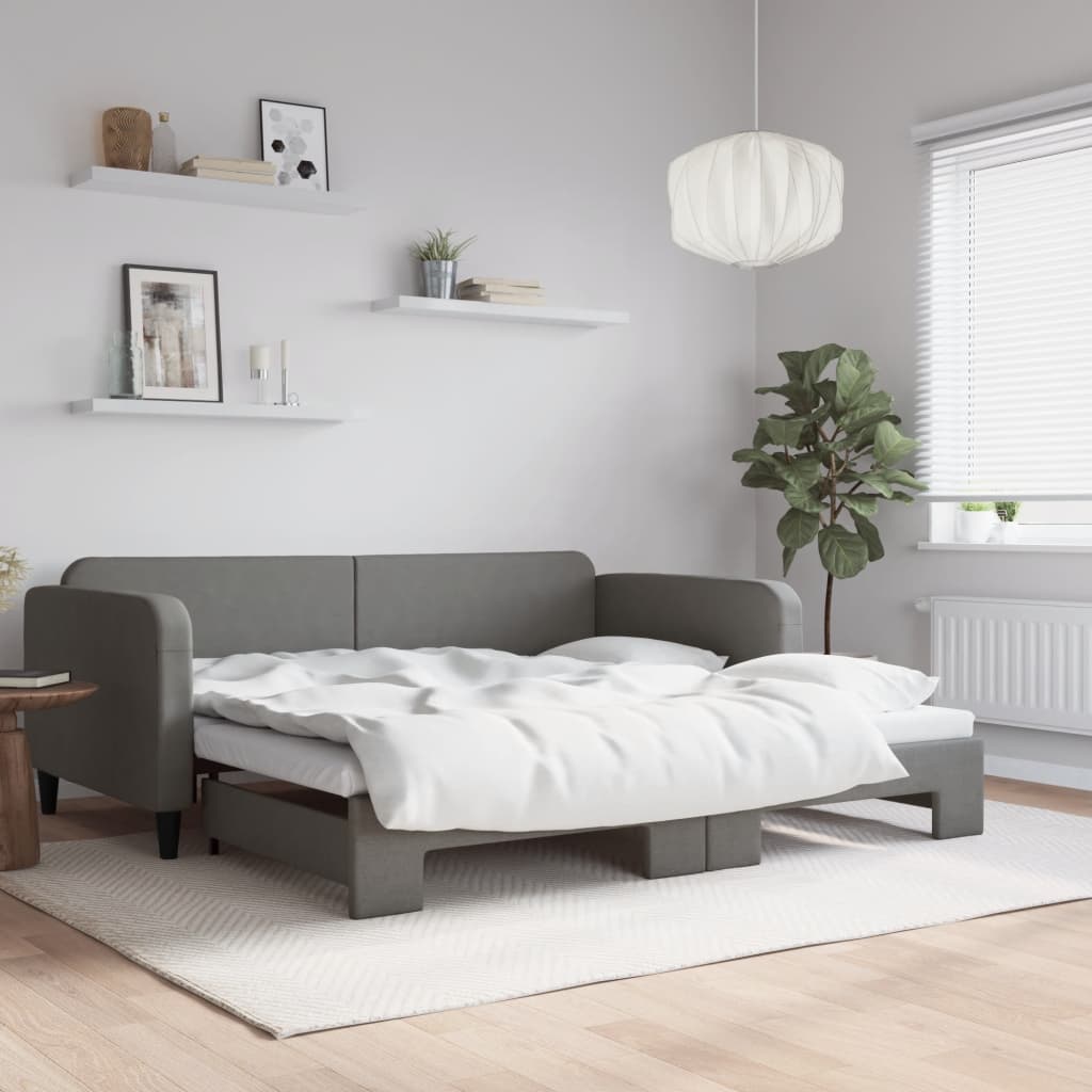 vidaXL Sofa rozsuwana, ciemnoszara, 90x190 cm, tkanina