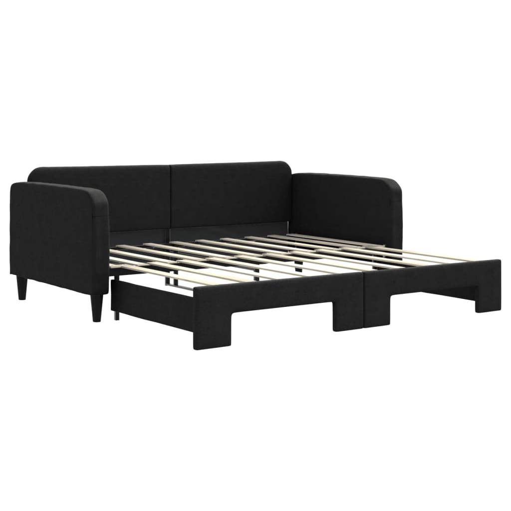 vidaXL Sofa rozsuwana, czarna, 90x190 cm, tkanina
