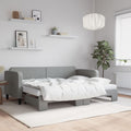 vidaXL Sofa rozsuwana z materacami, jasnoszara, 80x200 cm, tkanina