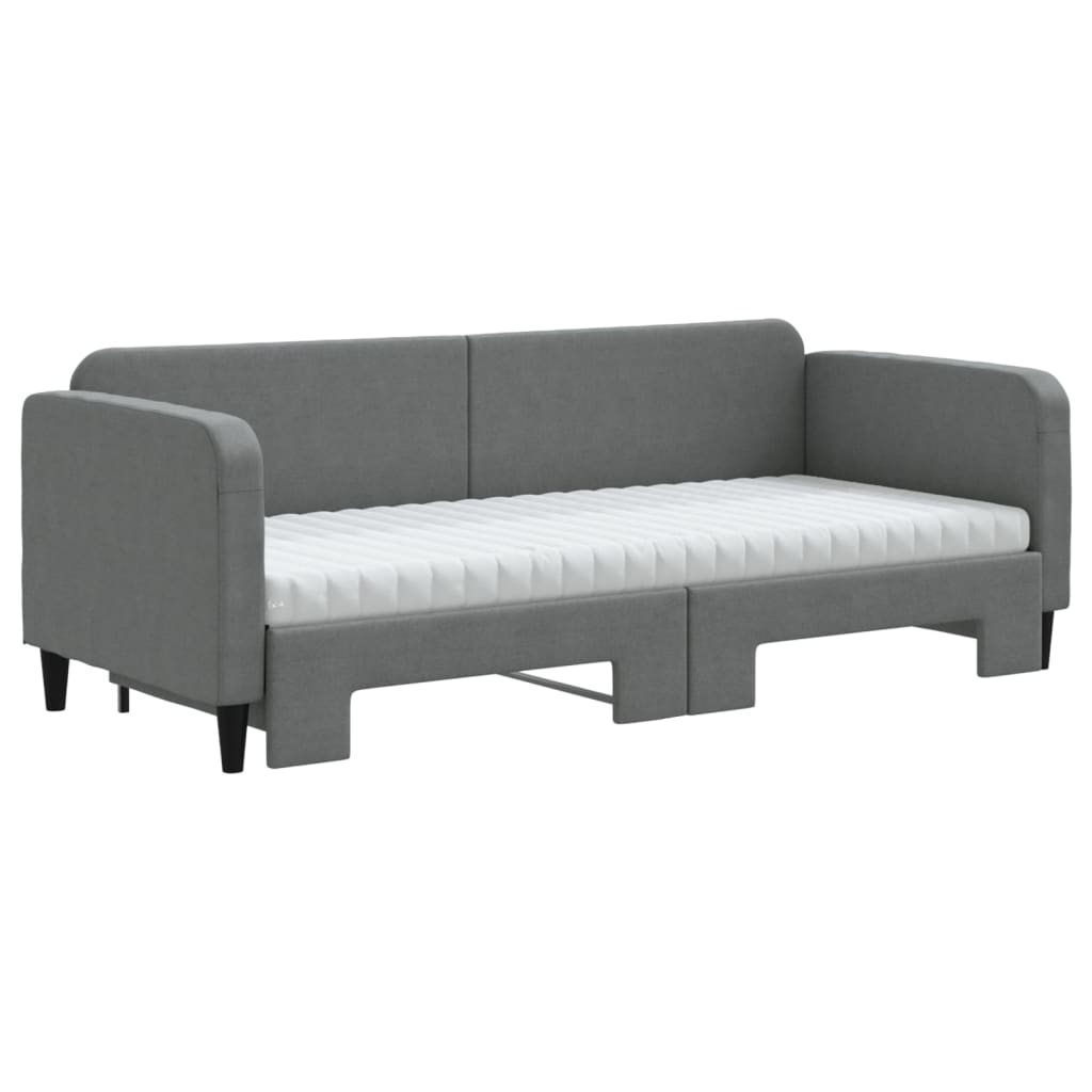 vidaXL Sofa rozsuwana z materacami, ciemnoszara, 80x200 cm, tkanina