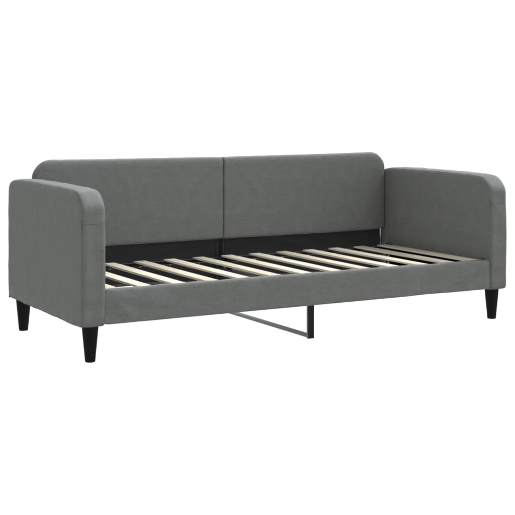 vidaXL Sofa rozsuwana z materacami, ciemnoszara, 80x200 cm, tkanina
