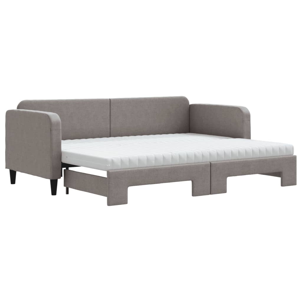 vidaXL Sofa rozsuwana z materacami, kolor taupe, 80x200 cm, tkanina