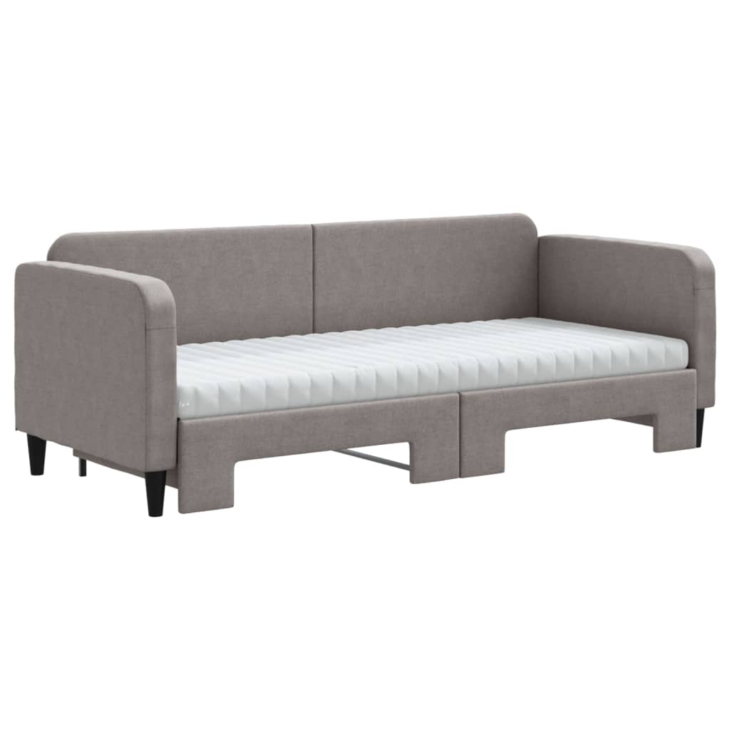 vidaXL Sofa rozsuwana z materacami, kolor taupe, 80x200 cm, tkanina