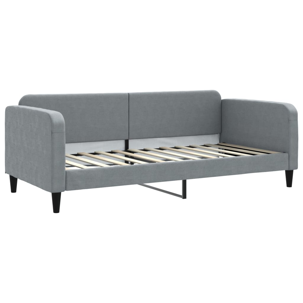 vidaXL Sofa rozsuwana z materacami, jasnoszara, 90x200 cm, tkanina