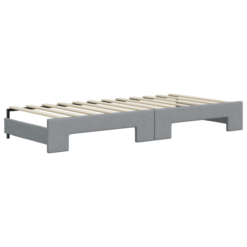 vidaXL Sofa rozsuwana z materacami, jasnoszara, 90x200 cm, tkanina