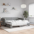 vidaXL Sofa rozsuwana z materacami, jasnoszara, 90x200 cm, tkanina