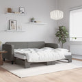 vidaXL Sofa rozsuwana z materacami, ciemnoszara, 90x200 cm, tkanina
