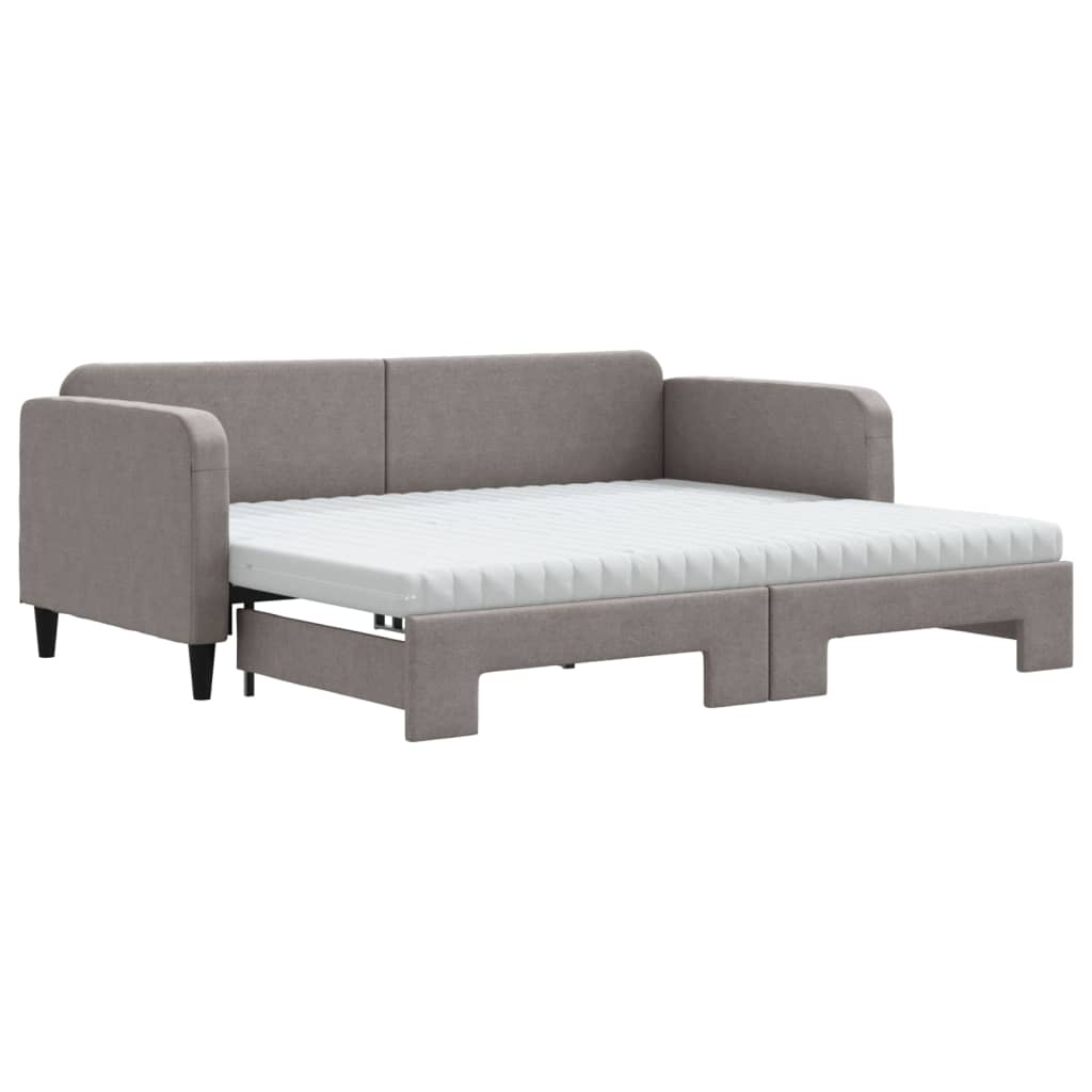 vidaXL Sofa rozsuwana z materacami, kolor taupe, 90x200 cm, tkanina