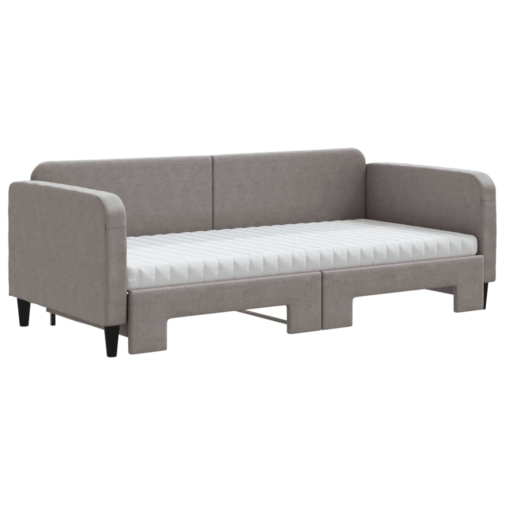vidaXL Sofa rozsuwana z materacami, kolor taupe, 90x200 cm, tkanina
