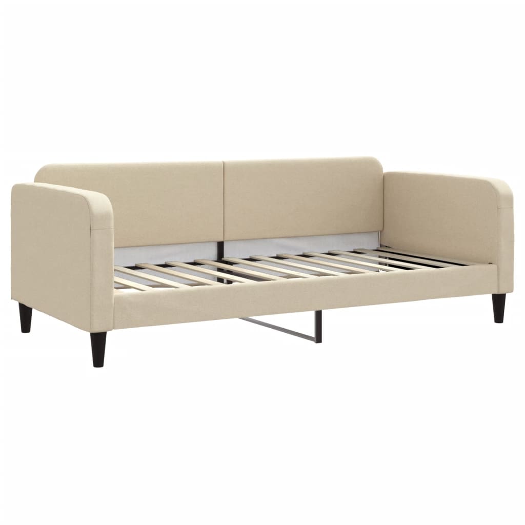 vidaXL Sofa rozsuwana z materacami, kremowa, 90x200 cm, tkanina