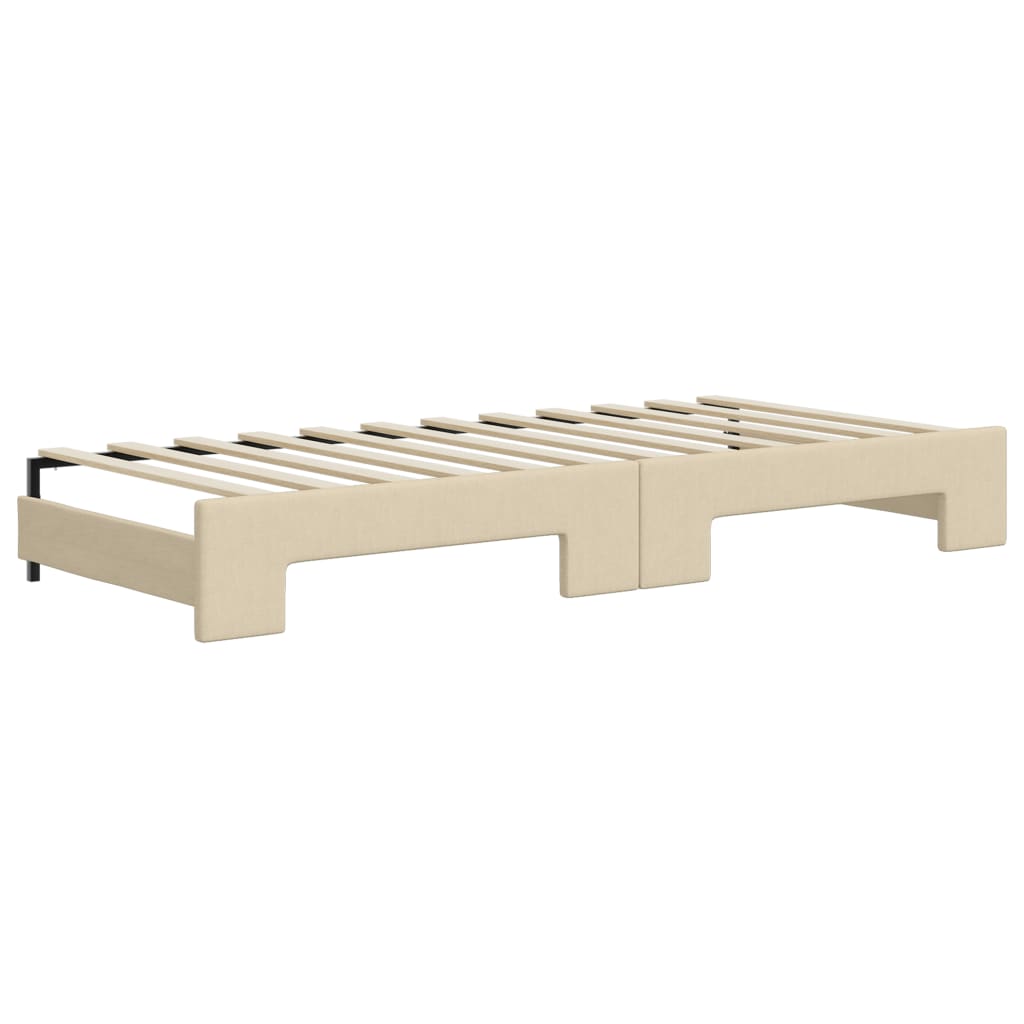 vidaXL Sofa rozsuwana z materacami, kremowa, 90x200 cm, tkanina