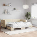 vidaXL Sofa rozsuwana z materacami, kremowa, 90x200 cm, tkanina