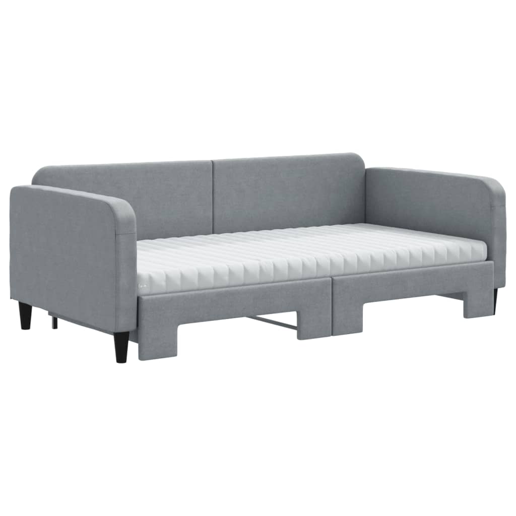 vidaXL Sofa rozsuwana z materacami, jasnoszara, 100x200 cm, tkanina