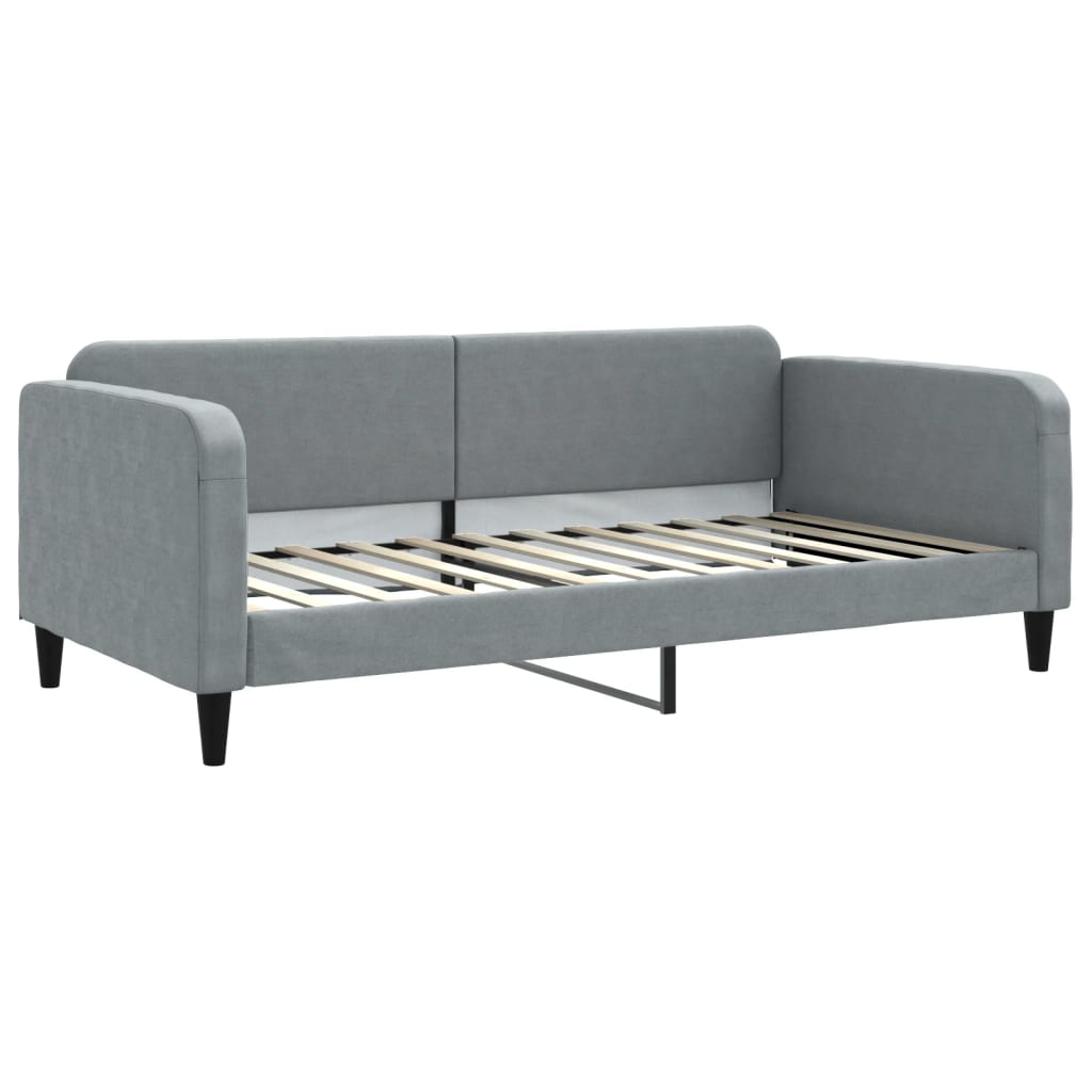 vidaXL Sofa rozsuwana z materacami, jasnoszara, 100x200 cm, tkanina