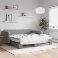 vidaXL Sofa rozsuwana z materacami, jasnoszara, 100x200 cm, tkanina