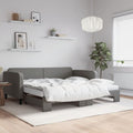 vidaXL Sofa rozsuwana z materacami, ciemnoszara, 100x200 cm, tkanina
