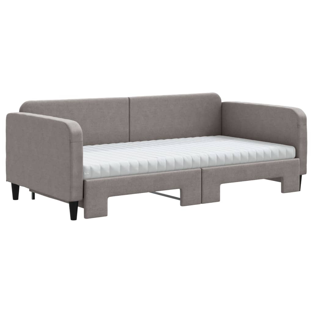 vidaXL Sofa rozsuwana z materacami, kolor taupe, 100x200 cm, tkanina