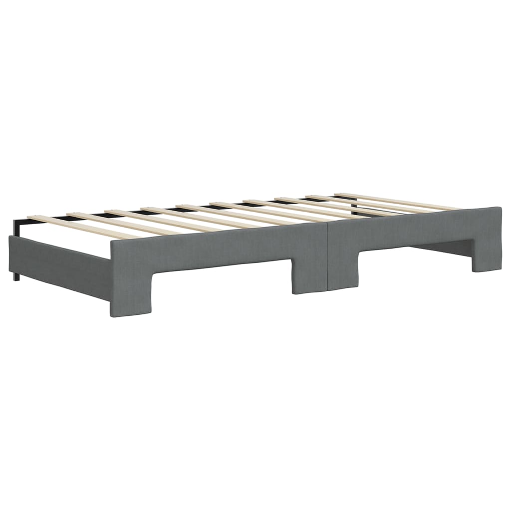 vidaXL Sofa rozsuwana z materacami, ciemnoszara, 90x190 cm, tkanina