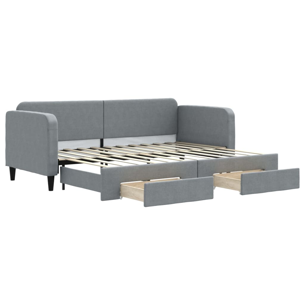 vidaXL Sofa rozsuwana z szufladami, jasnoszara, 80x200 cm, tkanina