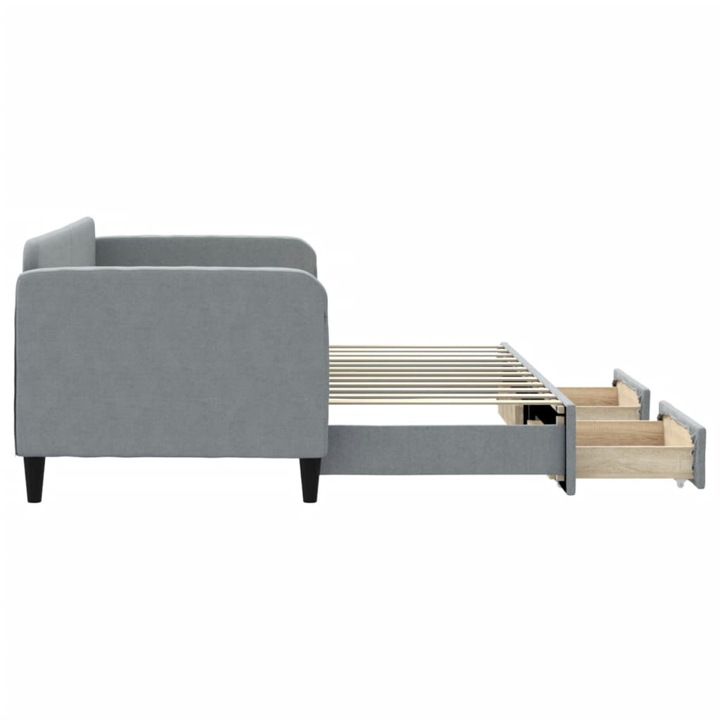 vidaXL Sofa rozsuwana z szufladami, jasnoszara, 80x200 cm, tkanina