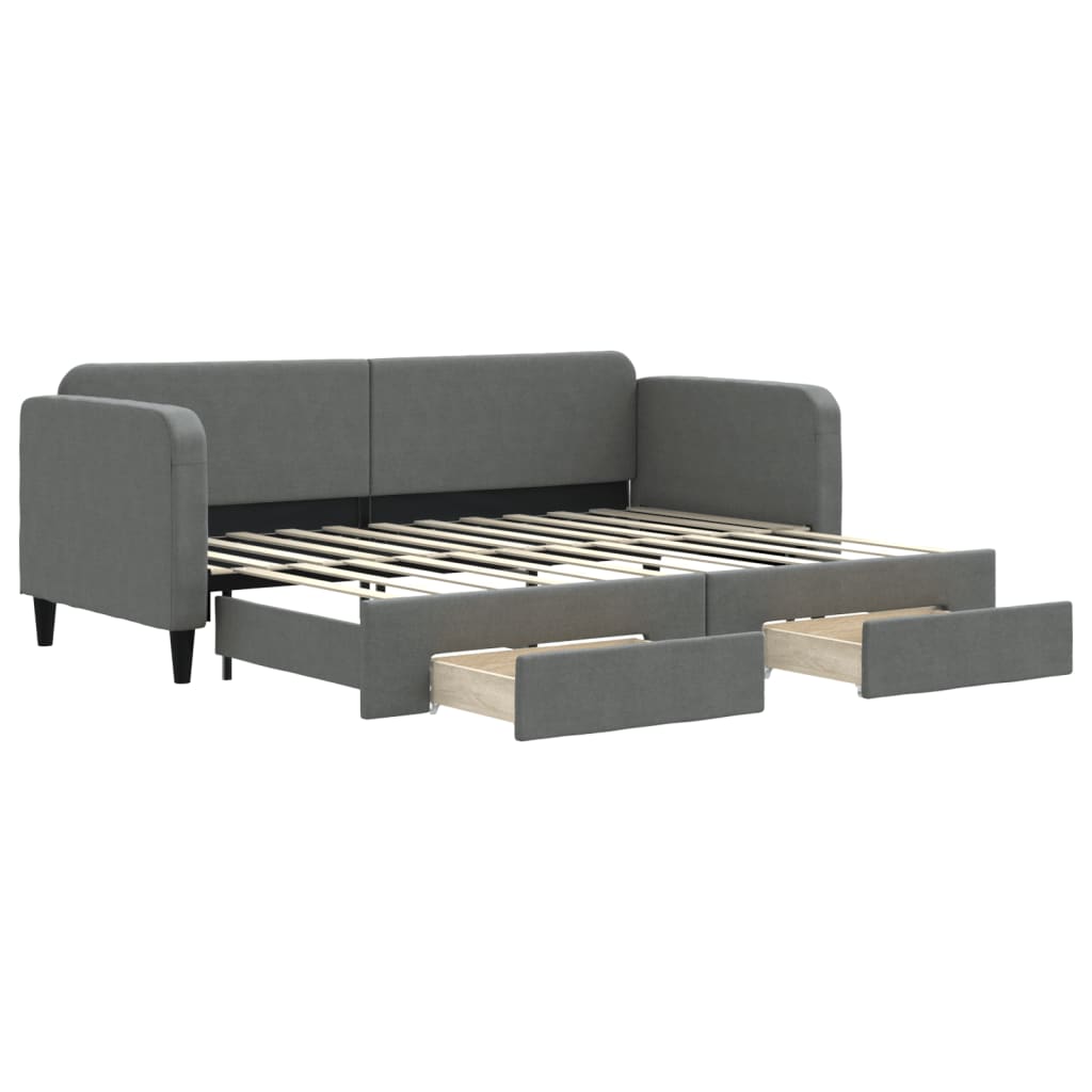 vidaXL Sofa rozsuwana z szufladami, ciemnoszara, 80x200 cm, tkanina
