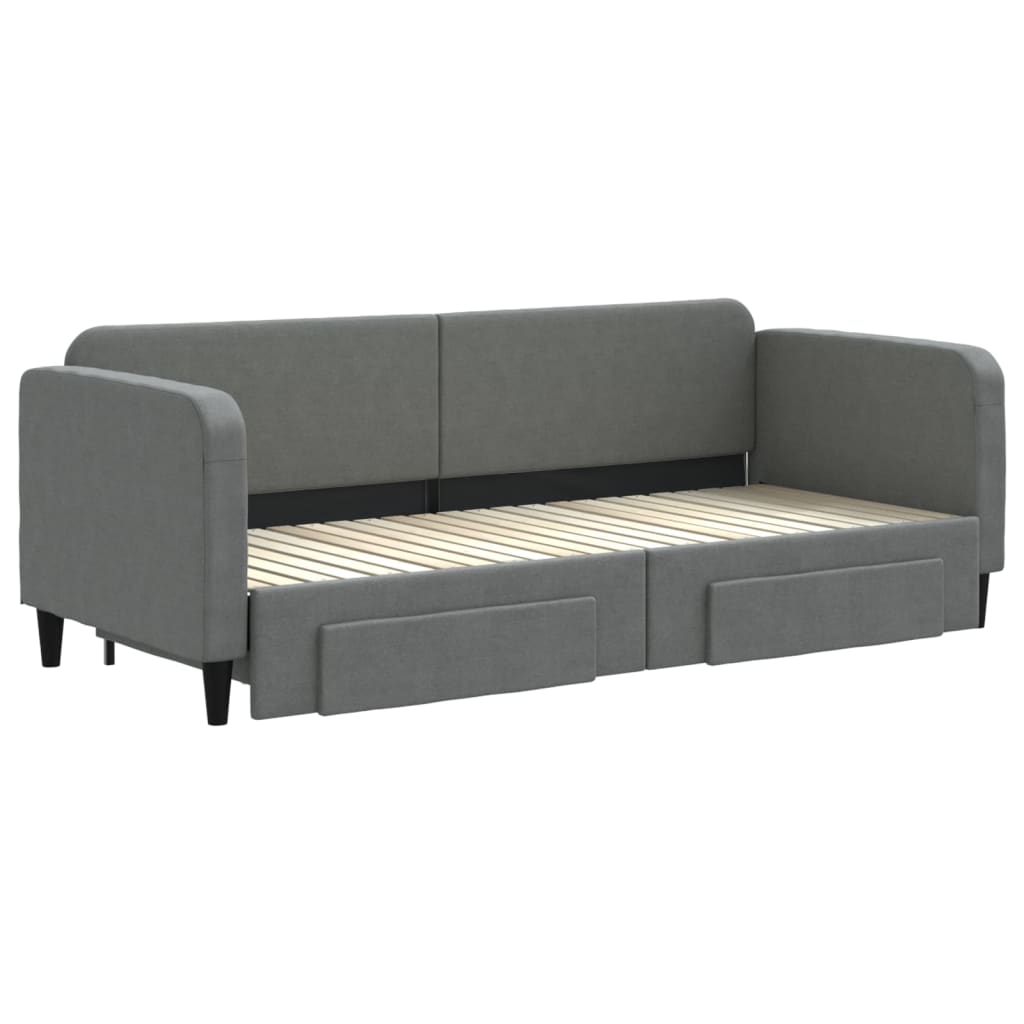 vidaXL Sofa rozsuwana z szufladami, ciemnoszara, 80x200 cm, tkanina