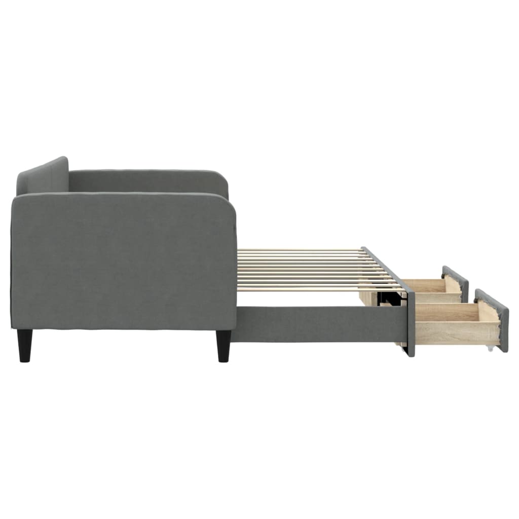vidaXL Sofa rozsuwana z szufladami, ciemnoszara, 80x200 cm, tkanina