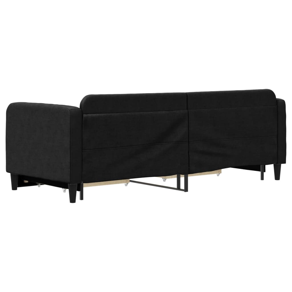 vidaXL Sofa rozsuwana z szufladami, czarna, 80x200 cm, tkanina