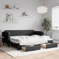 vidaXL Sofa rozsuwana z szufladami, czarna, 80x200 cm, tkanina