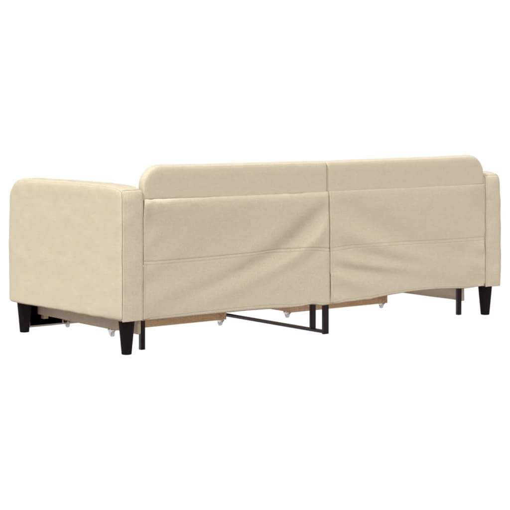 vidaXL Sofa rozsuwana z szufladami, kremowa, 80x200 cm, tkanina