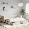 vidaXL Sofa rozsuwana z szufladami, kremowa, 80x200 cm, tkanina