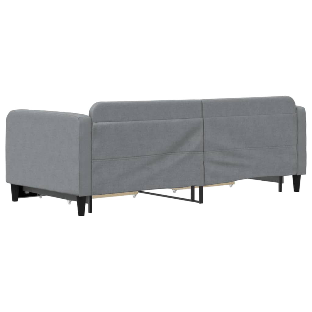 vidaXL Sofa rozsuwana z szufladami, jasnoszara, 90x200 cm, tkanina