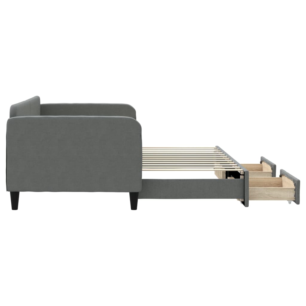 vidaXL Sofa rozsuwana z szufladami, ciemnoszara, 90x200 cm, tkanina