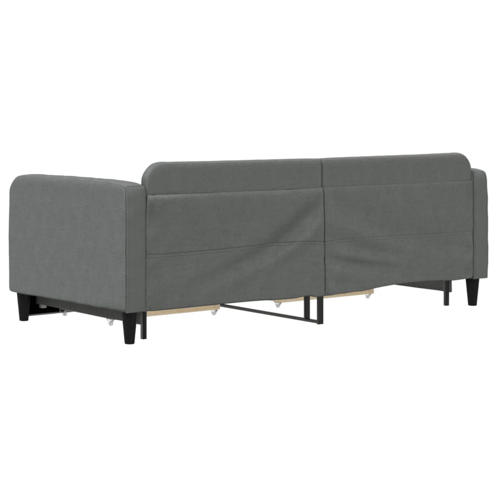 vidaXL Sofa rozsuwana z szufladami, ciemnoszara, 90x200 cm, tkanina
