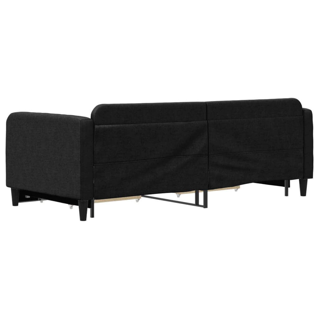 vidaXL Sofa rozsuwana z szufladami, czarna, 90x200 cm, tkanina