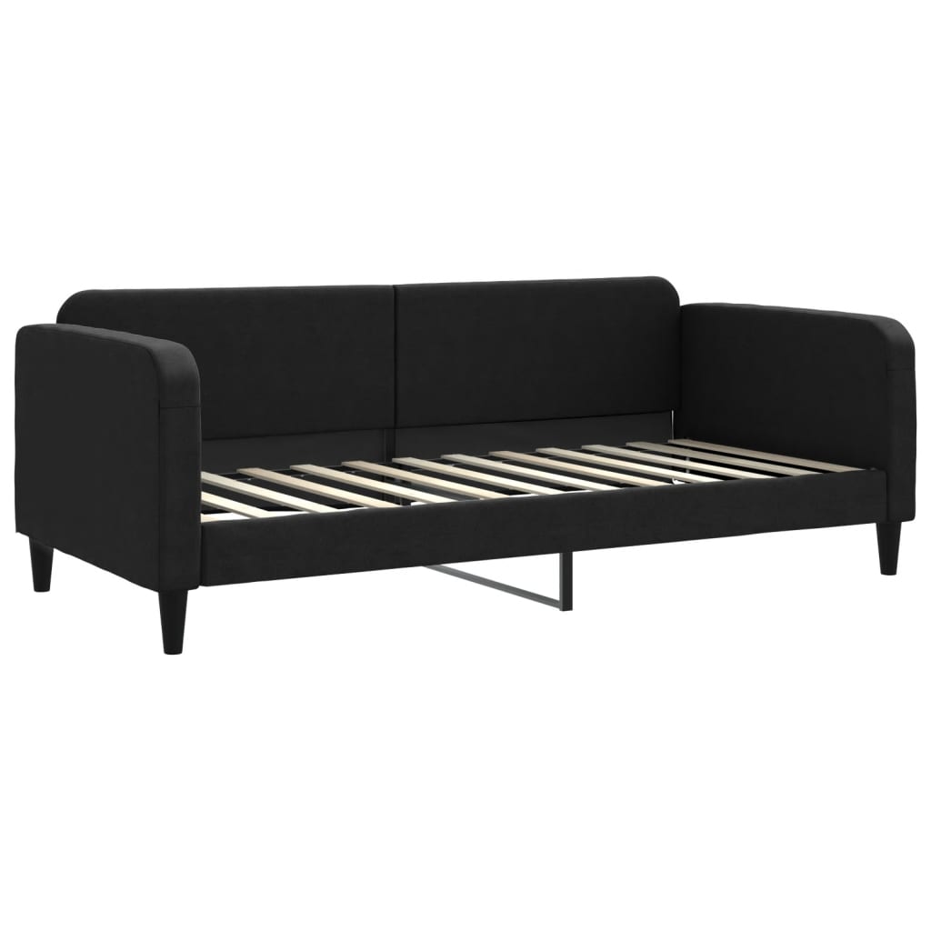 vidaXL Sofa rozsuwana z szufladami, czarna, 90x200 cm, tkanina