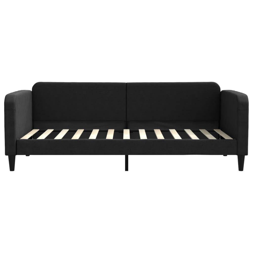 vidaXL Sofa rozsuwana z szufladami, czarna, 90x200 cm, tkanina