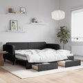 vidaXL Sofa rozsuwana z szufladami, czarna, 90x200 cm, tkanina