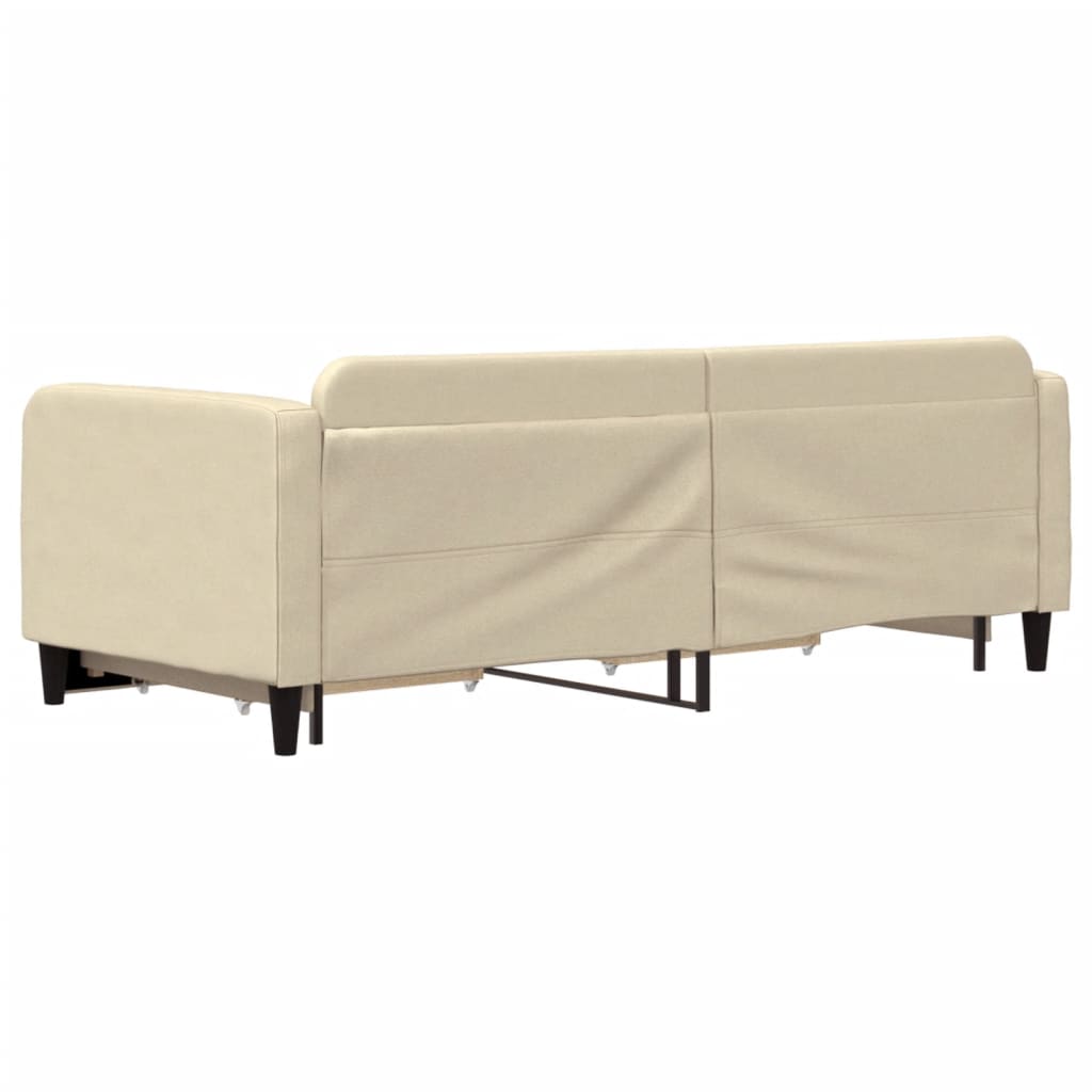 vidaXL Sofa rozsuwana z szufladami, kremowa, 90x200 cm, tkanina
