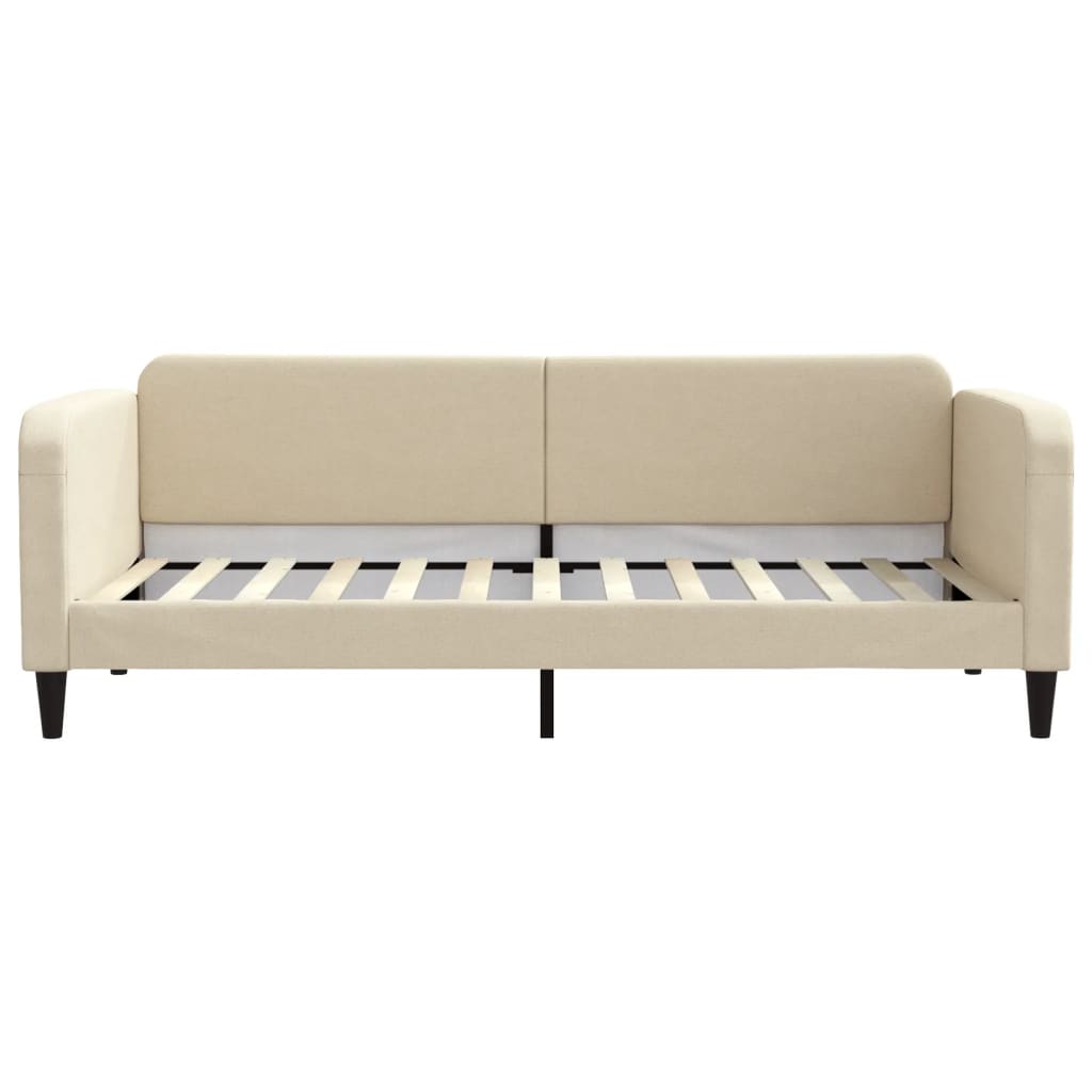 vidaXL Sofa rozsuwana z szufladami, kremowa, 90x200 cm, tkanina