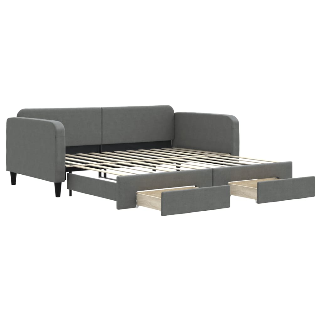 vidaXL Sofa rozsuwana z szufladami, ciemnoszara, 100x200 cm, tkanina