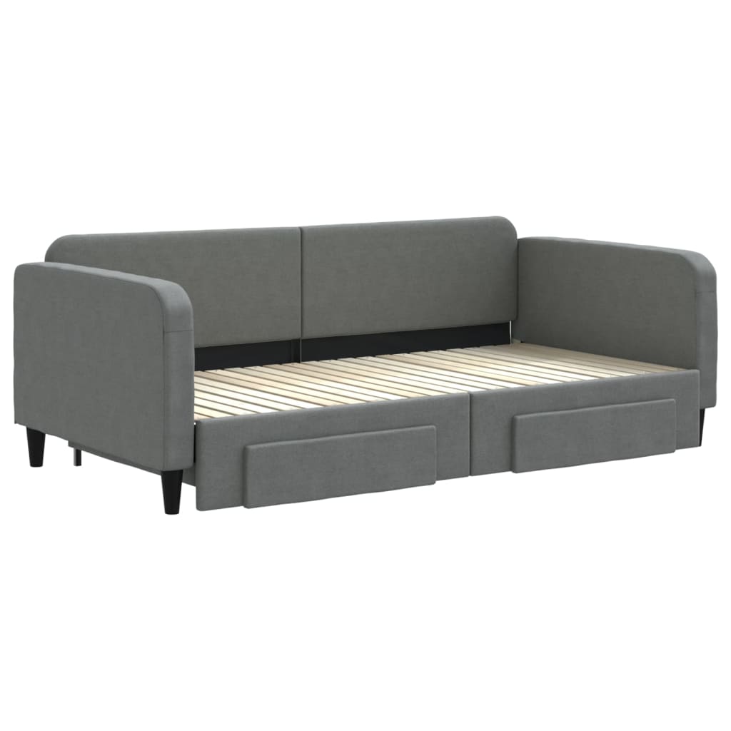 vidaXL Sofa rozsuwana z szufladami, ciemnoszara, 100x200 cm, tkanina