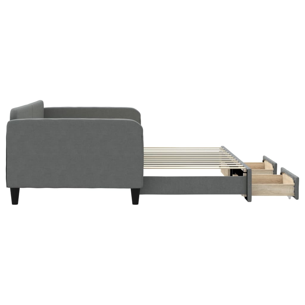 vidaXL Sofa rozsuwana z szufladami, ciemnoszara, 100x200 cm, tkanina