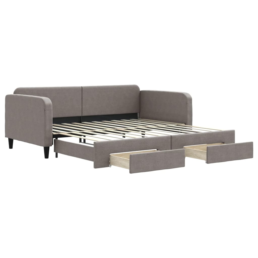 vidaXL Sofa rozsuwana z szufladami, taupe, 100x200 cm, tkanina