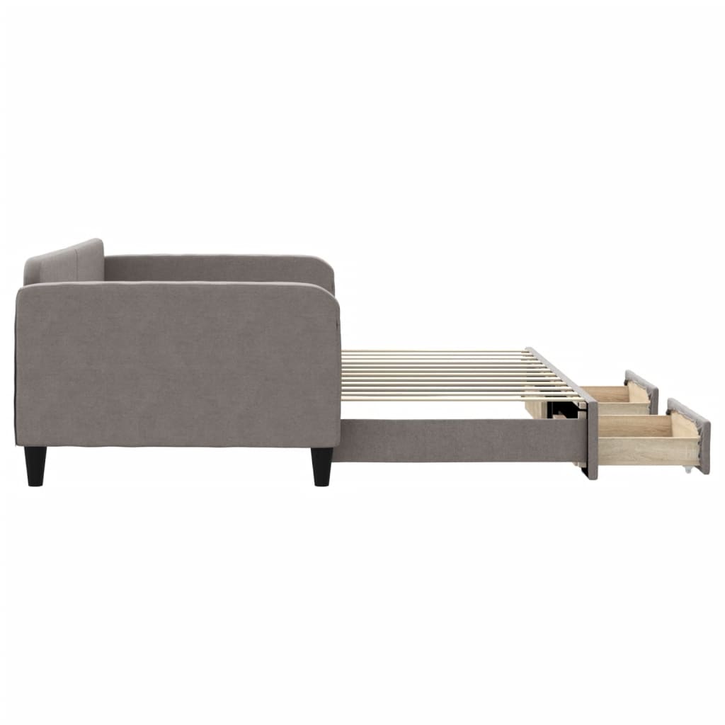 vidaXL Sofa rozsuwana z szufladami, taupe, 100x200 cm, tkanina
