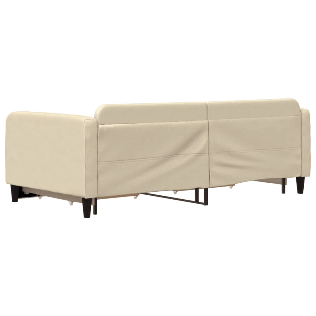 vidaXL Sofa rozsuwana z szufladami, kremowa, 100x200 cm, tkanina