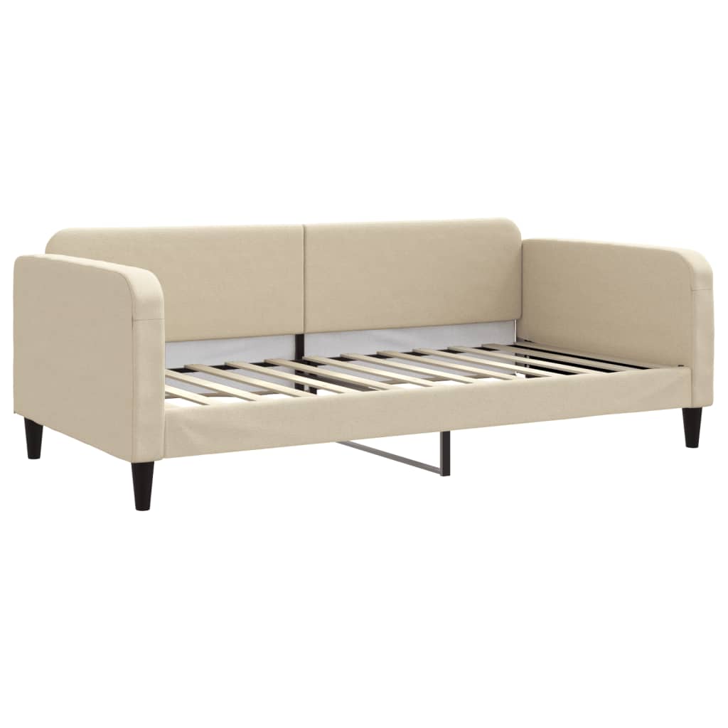 vidaXL Sofa rozsuwana z szufladami, kremowa, 100x200 cm, tkanina