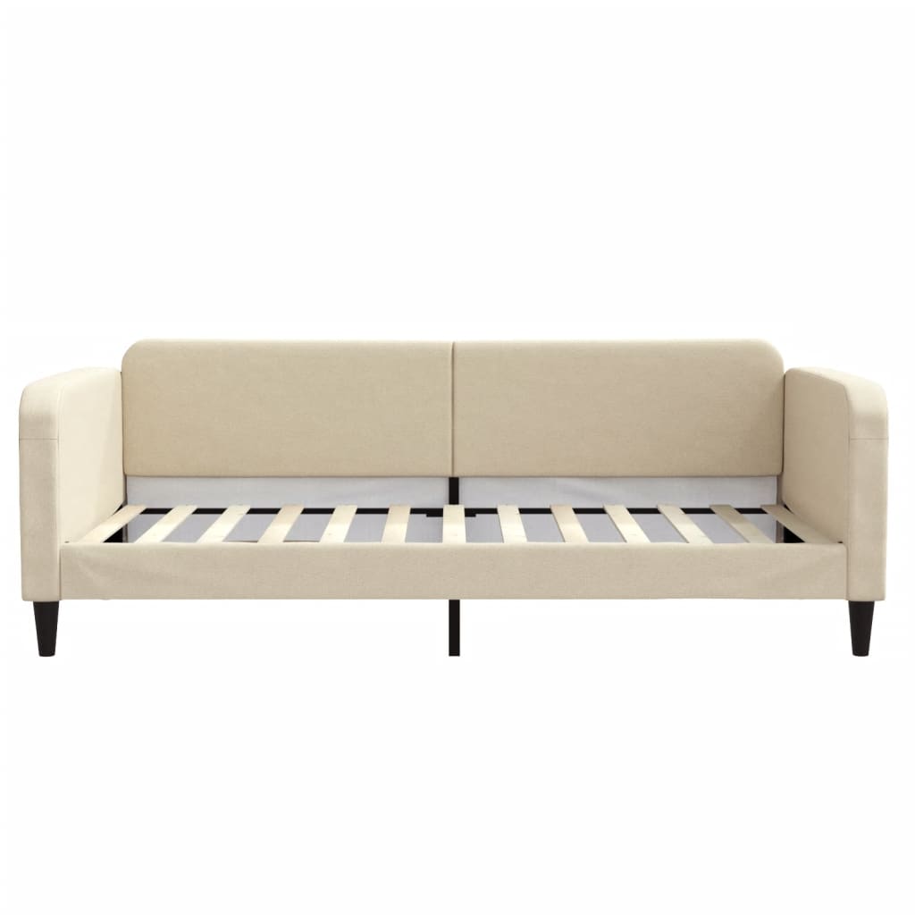 vidaXL Sofa rozsuwana z szufladami, kremowa, 100x200 cm, tkanina