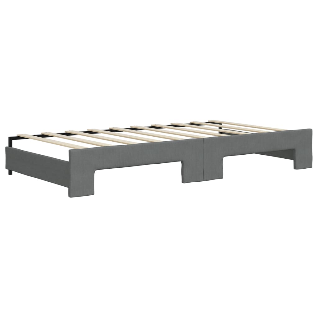 vidaXL Sofa rozsuwana z szufladami, ciemnoszara, 90x190 cm, tkanina