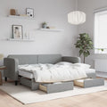 vidaXL Sofa rozsuwana z szufladami, jasnoszara, 80x200 cm, tkanina
